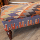 Turkish Kilim covered ottoman - 309828A