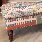 Fine old Turkish Konya Kilim covered ottoman - 309828C