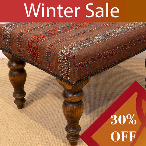 Medium Turkoman kilim covered stool -WS295620