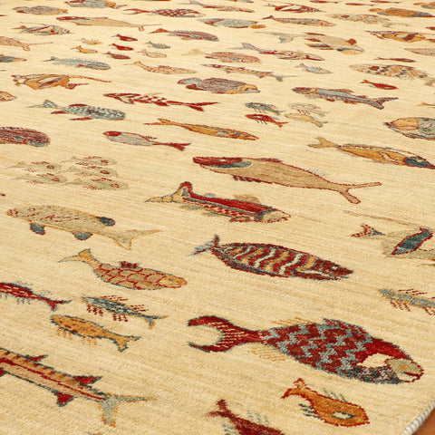 Handmade Afghan Fish design carpet - 30624564