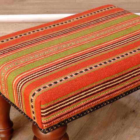 Medium Turkish kilim covered stool - 30624826