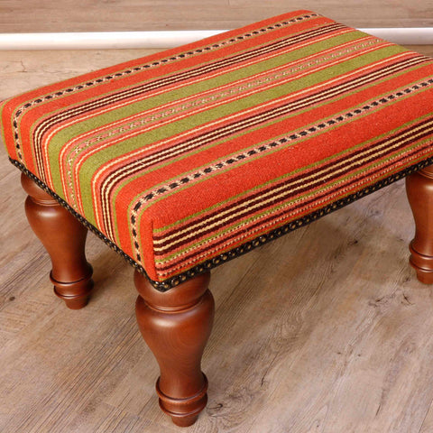 Medium Turkish kilim covered stool - 30624826