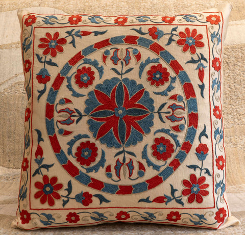 Handmade Uzbek Suzani Silk Cushion - 307746AK