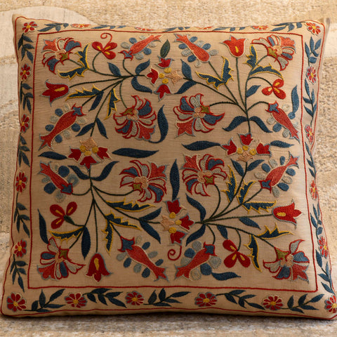 Handmade Uzbek Suzani Silk Cushion - 307746AN
