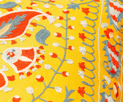 Handmade Uzbek Suzani Silk Cushion - 307746BL