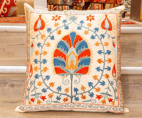 Handmade Uzbek Suzani Silk Cushion - 307746CC