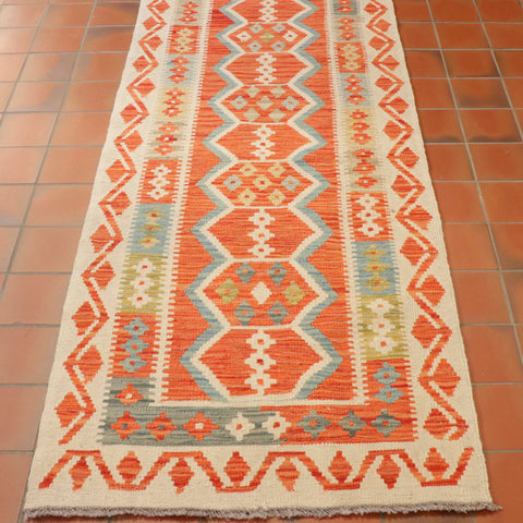 Handmade Afghan Kilim extra long runner - 308919