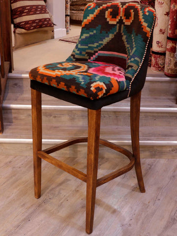 Moldovan kilim covered bar stool - 309159