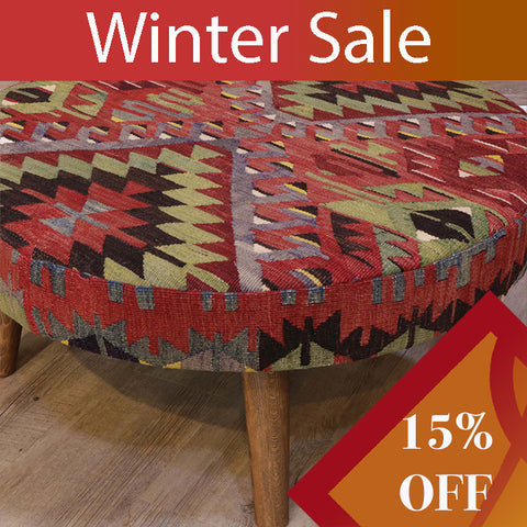 Turkish Kilim Large circular stool - WS309315