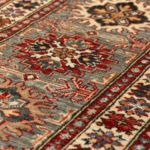 Handmade fine Afghan Kazak short runner - 309453