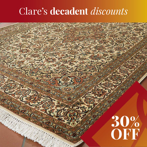 Handmade fine Kashmir silk rug - 309517