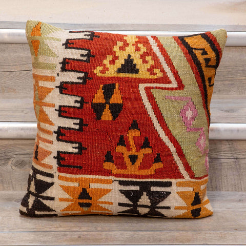 Small Handmade Turkish kilim cushion - 309674-T