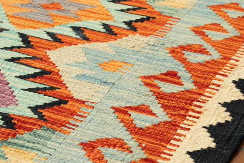 Handmade Afghan Kilim short runner - 309743