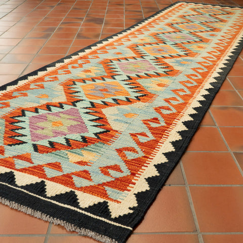Handmade Afghan Kilim short runner - 309743
