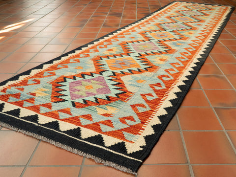 Handmade Afghan Kilim short runner - 309743