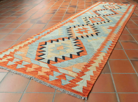 Handmade Afghan Kilim short runner - 309752