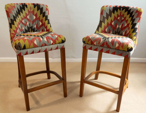 Turkish kilim covered Counter height stool - 309773-A