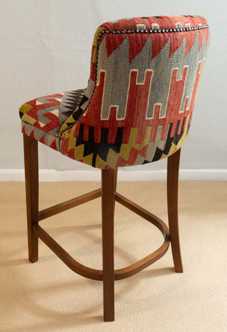 Turkish kilim covered Counter height stool - 309773-B