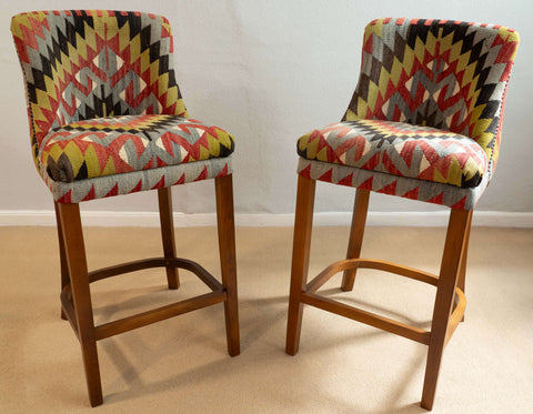 Turkish kilim covered Counter height stool - 309773-B