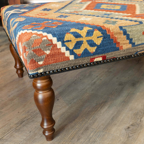 Turkish kilim covered Bench Stool - 309809
