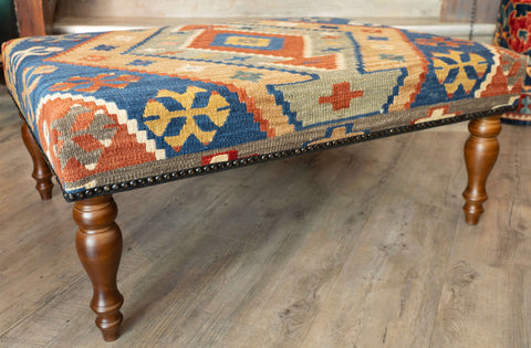 Turkish kilim covered Bench Stool - 309809