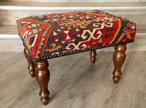 Medium Turkish kilim covered stool - 309810