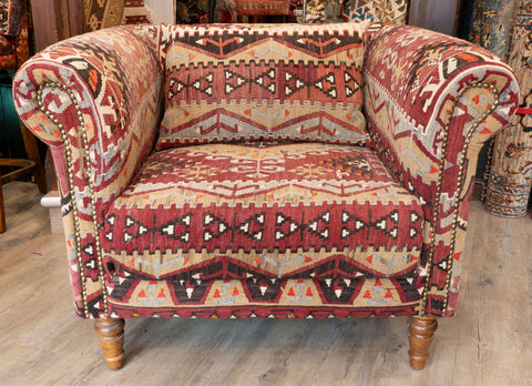 Handmade Turkish kilim Chesterfield Chair - 309812