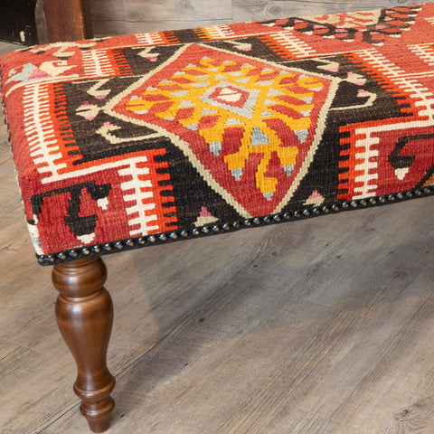 Turkish kilim covered bench stool - 309329
