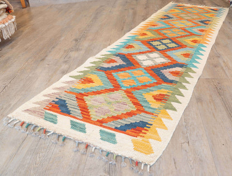 Handmade Afghan Kilim short runner - 310030