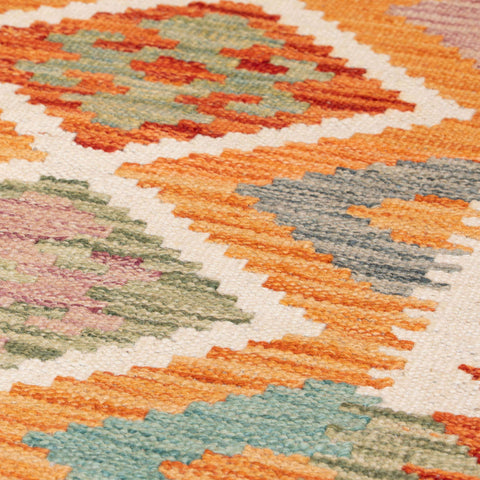 Handmade Afghan Kilim short runner - 310032