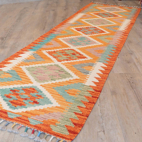 Handmade Afghan Kilim short runner - 310032