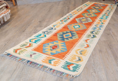 Handmade Afghan Kilim short runner - 310034