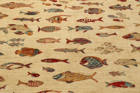 Handmade Afghan Fish design carpet - 30624564