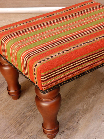 Medium Turkish kilim covered stool - 30624826