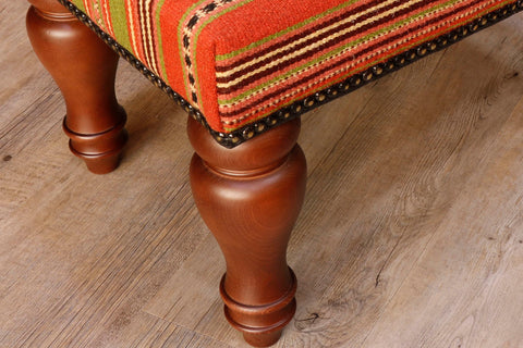 Medium Turkish kilim covered stool - 30624826