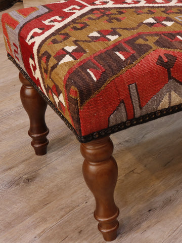 Turkish kilim covered bench stool - 308017